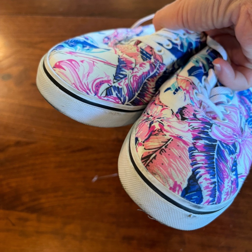 Vans Authentic Tropical Floral Palm Print Sneakers Pink Blue Womens 8.5 Mens 7.0 - Picture 6 of 6